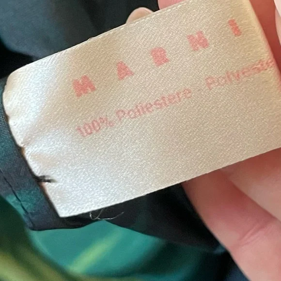 MARNI Green Printed Short Sleeve Midi Dress Women’s Size 38 Authentic - Picture 8 of 8